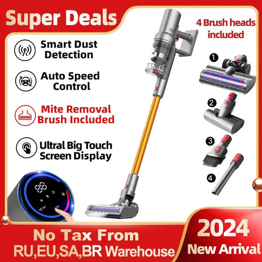 Handheld Vacuum Cleaner,27000PA,Touch Screen,Smart Dust Sensor,Auto Speed Control for Home Bed Carpet Clean